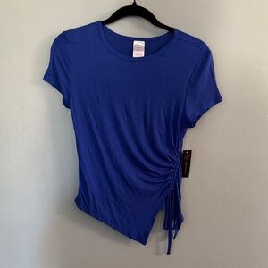 No Boudaries Blue Ruched Side Women Top